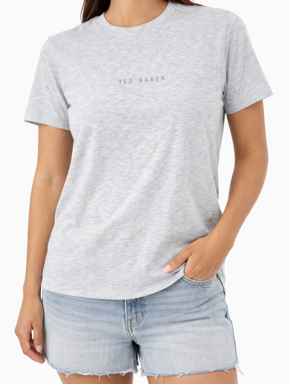 Ted Baker ($140) Gray Crewneck T-Shirt Short Sleeve Minimal Logo